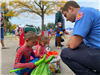 Passing out candy