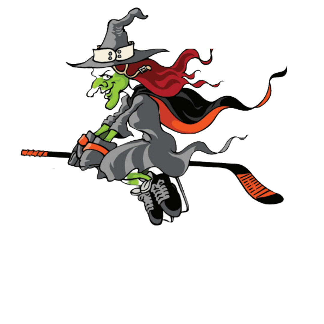 cartoon witch riding on a broomstick